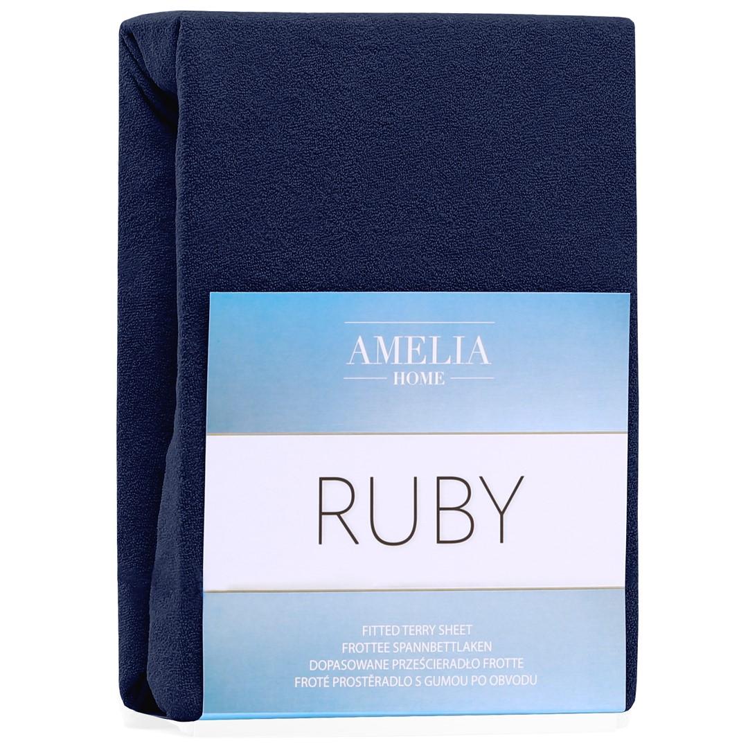 Amelia Home RUBY faconlagen i frotté - indigo, 120-140×200 cm billede