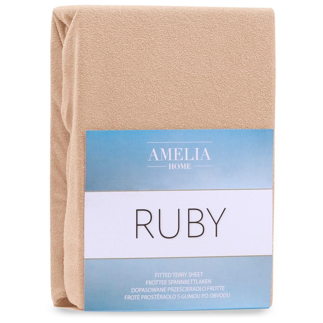 Amelia Home RUBY faconlagen i frotté - cappuccino, 140-160×200 cm billede