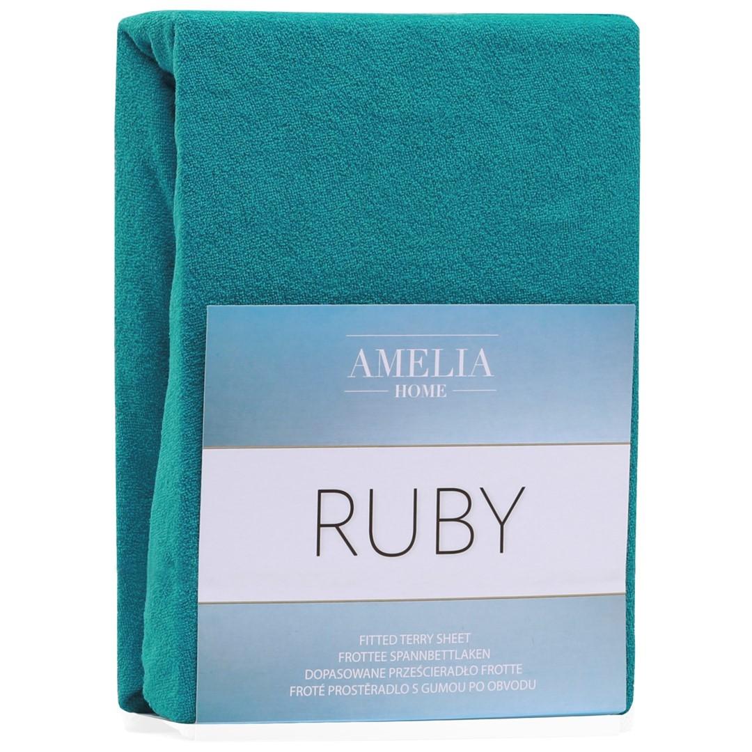 Amelia Home RUBY faconlagen i frotté - turkis, 180-200 × 200 cm billede
