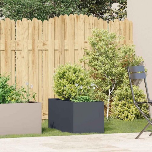 Plantekasse 40×80×40 cm i koldvalset stål - antracitgrå