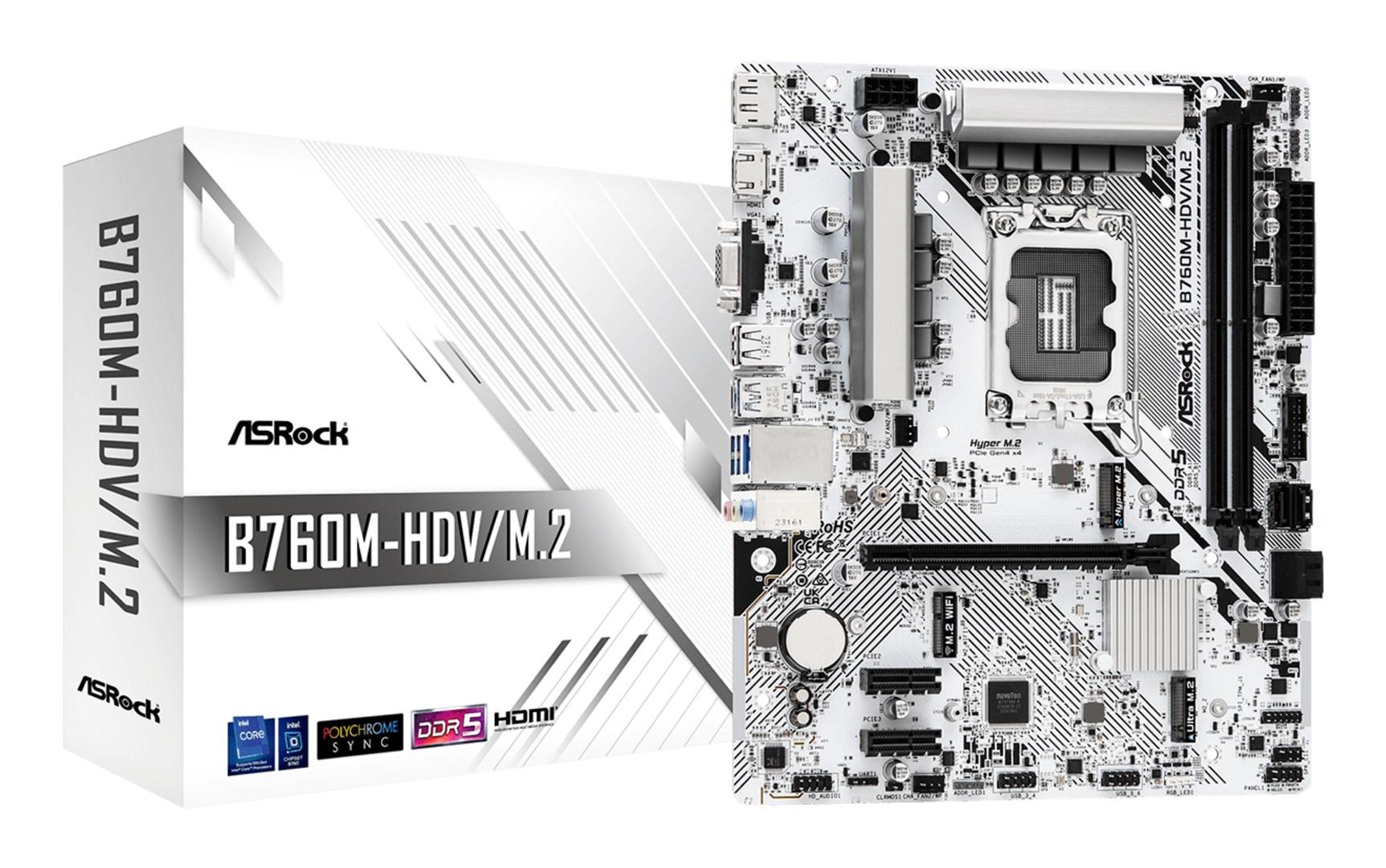 ASRock B760M-HDV/M.2 - Intel B760 LGA1700 micro ATX bundkort