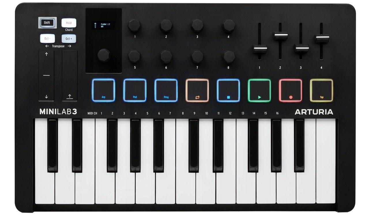 Arturia MiniLab 3 - MIDI kontrolkeyboard, sort billede