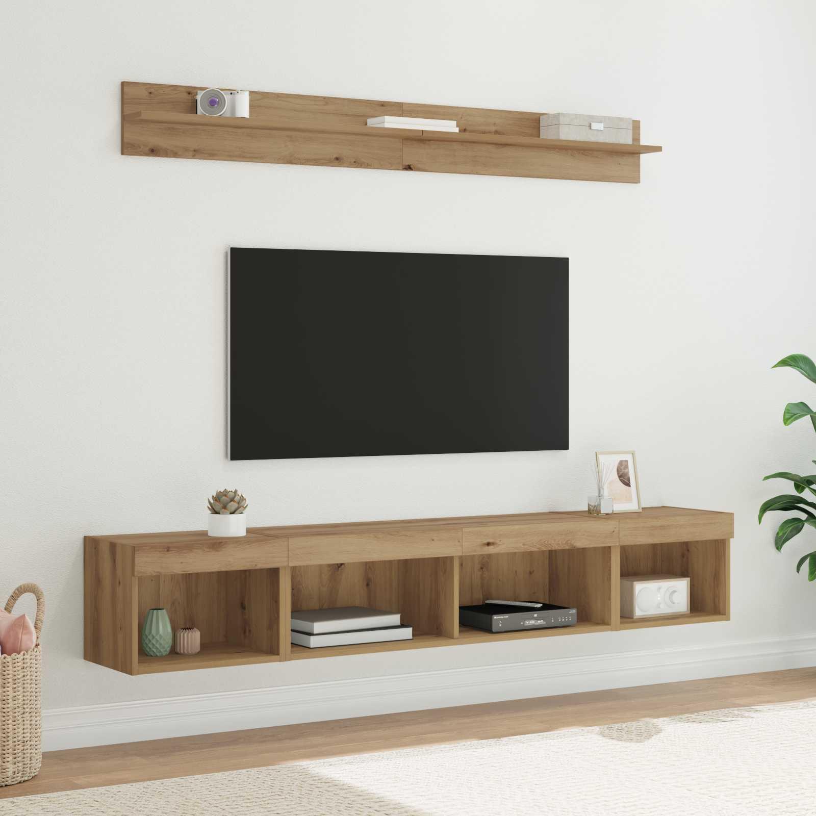 Tv vægskab sæt Vægmonteret 5 stk Artisan Egetræ Konstrueret træ billede