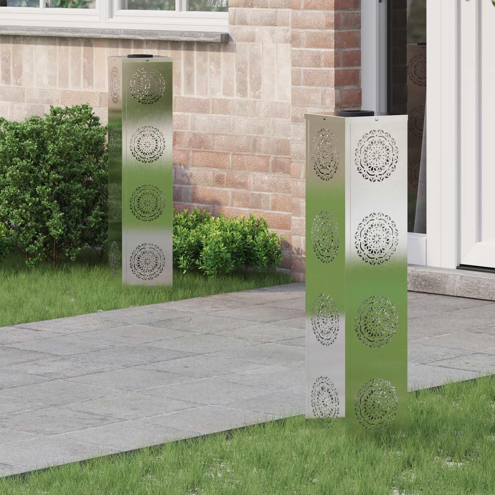 Solar LED sti lys 2 stk Rustfrit stål Rustfrit stål billede