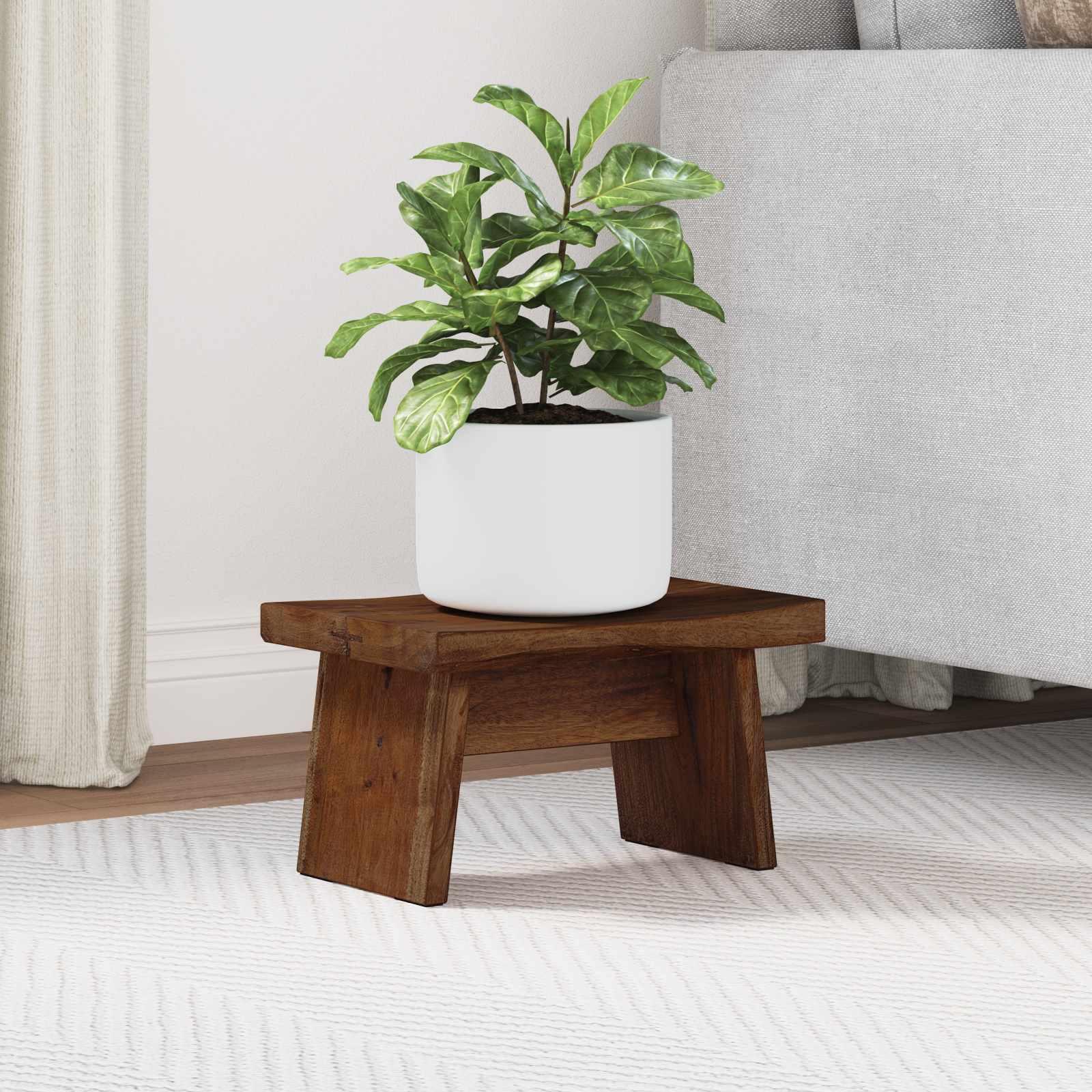 Taburet i massivt mahognitræ 29 x 20 x 17 cm - naturfarvet