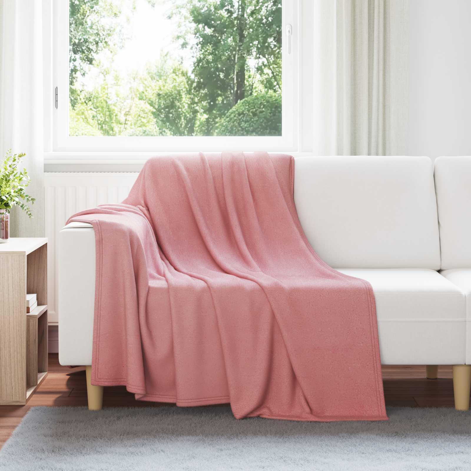 Throw tæppe i fleece - lyserød 200 × 150 cm letvægts plaid billede