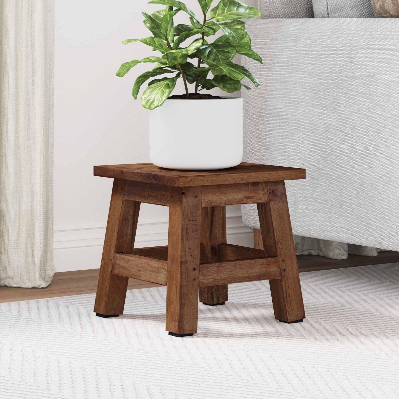 Taburet Naturfarvet 26 x 26 x 26 cm Mahogni Træ billede