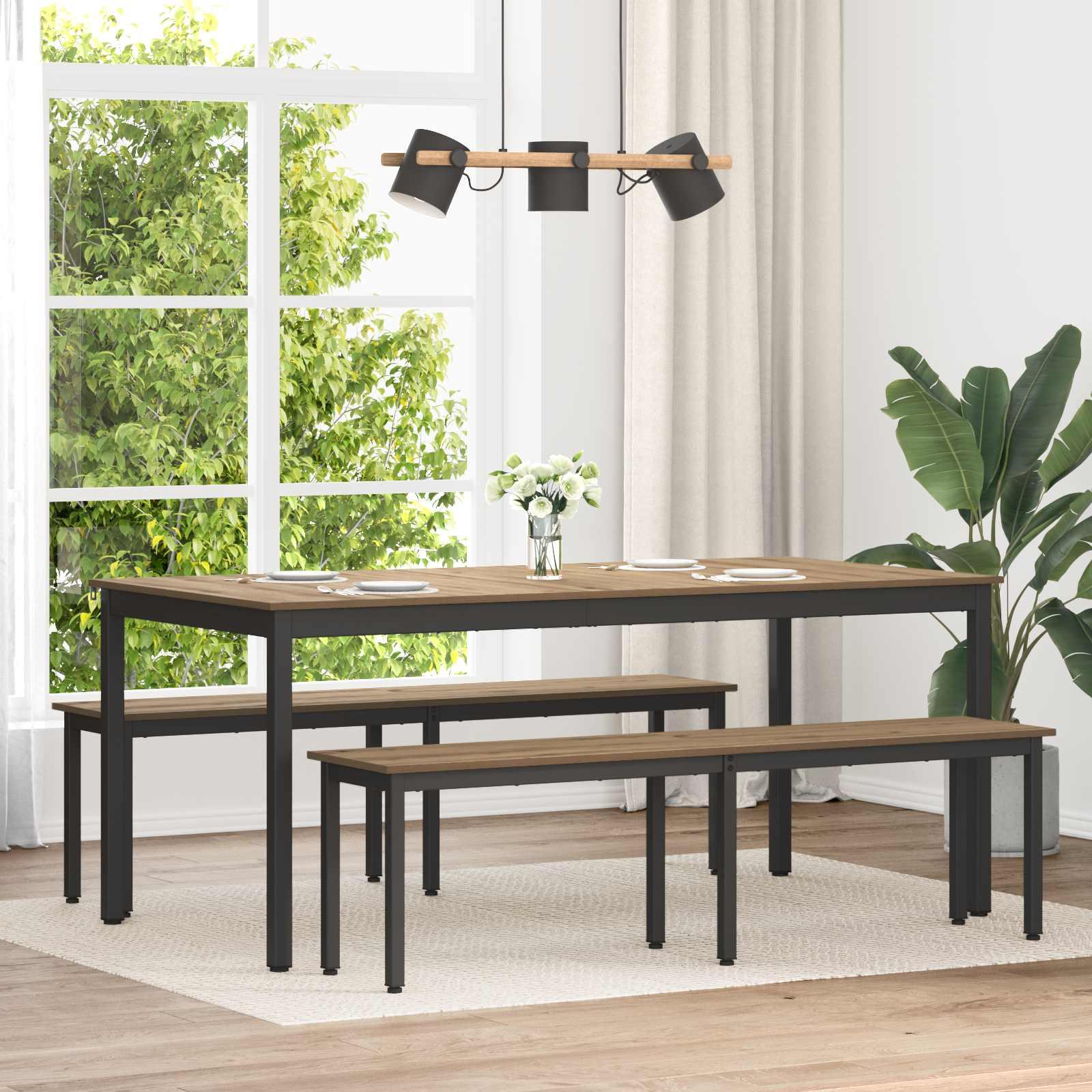 Bænk Artisan eg 160 x 35 x 45 cm Konstrueret træ billede