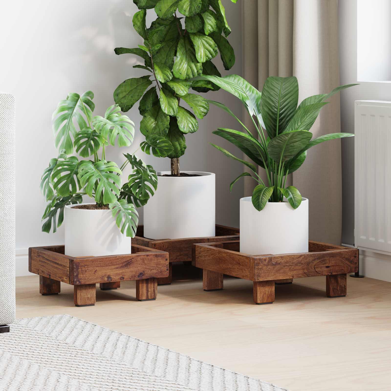 Planteholder 3 stk Brun Mahogni Træ billede