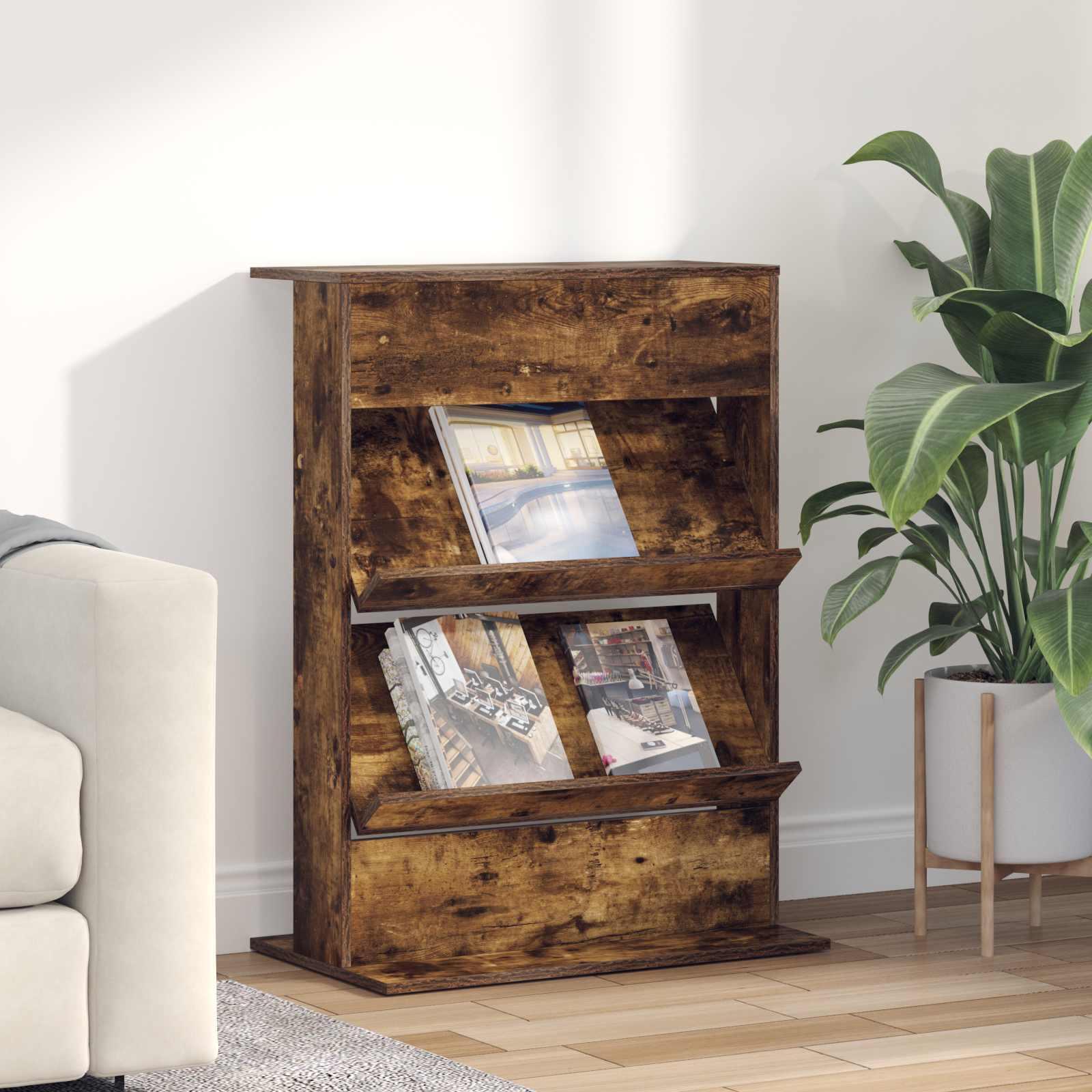 Magasin Rack med hylde Røget eg 70 x 41 x 96 cm Konstrueret træ billede