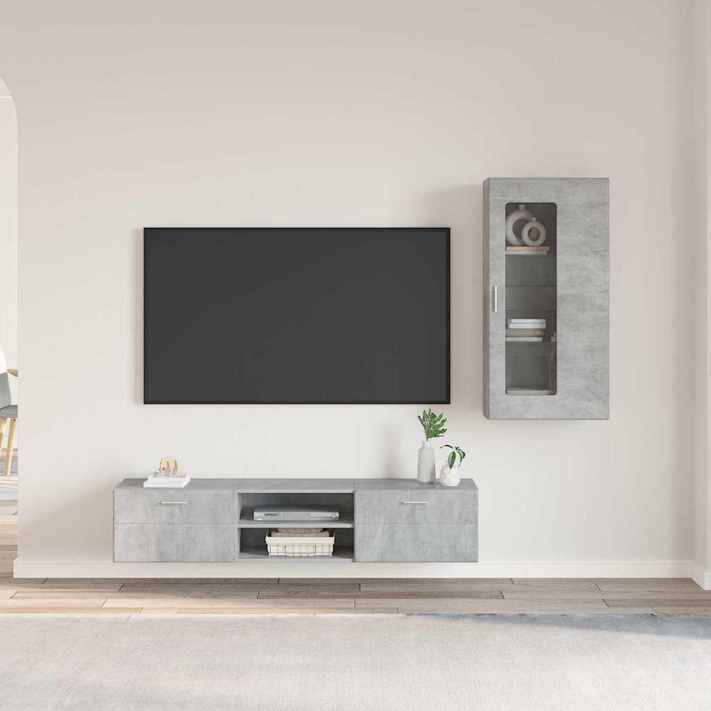 TV-møbelsæt med skuffe med hylde Beton Grå Konstrueret træ billede