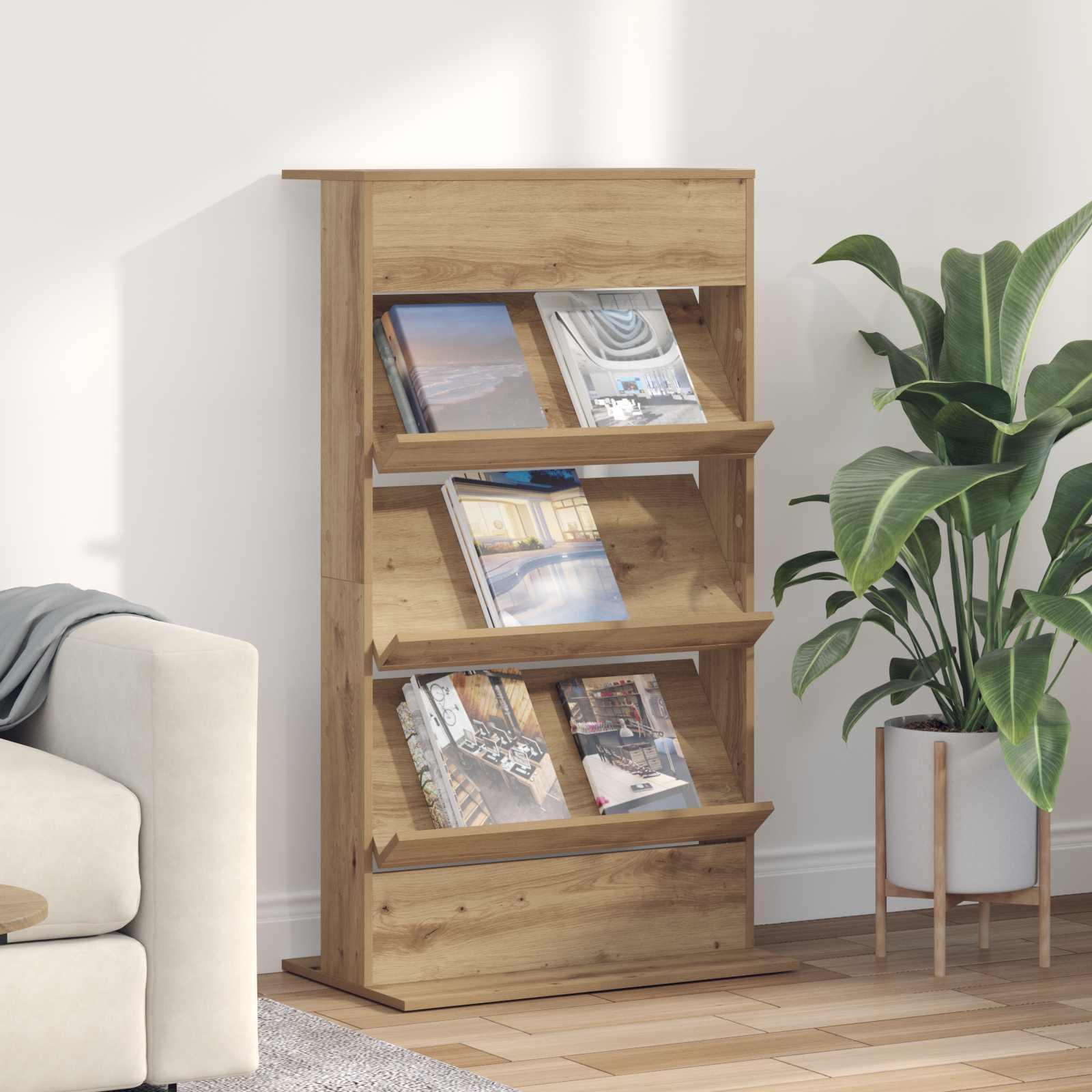 Magasin Rack Artisan Egetræ 70 x 41 x 126 cm Konstrueret træ billede