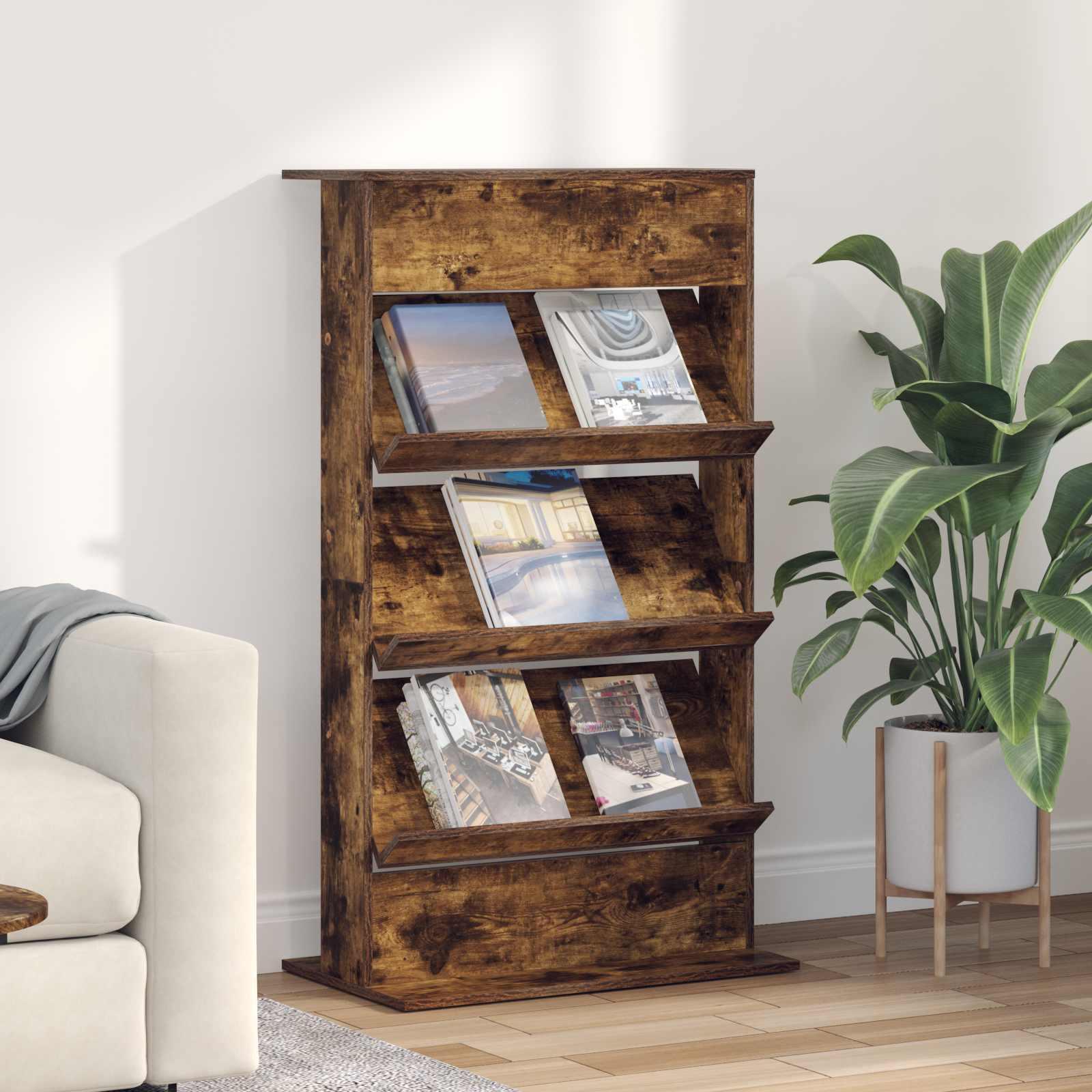 Magasin Rack Røget eg 70 x 41 x 126 cm Konstrueret træ billede