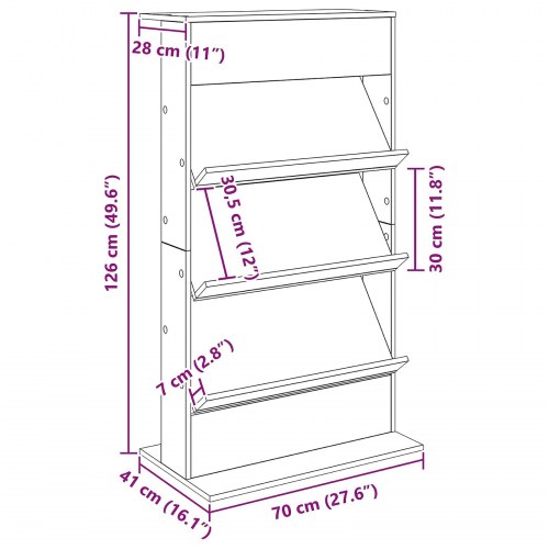 Magasin Rack med hylde Sort eg 70 x 41 x 126 cm Konstrueret træ
