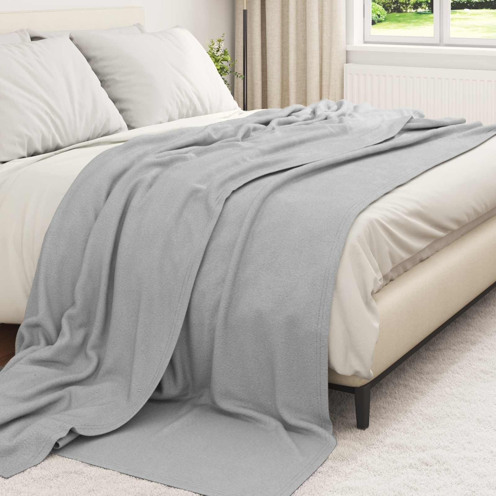 Throw tæppe Grå 270 x 240 cm Fleece billede