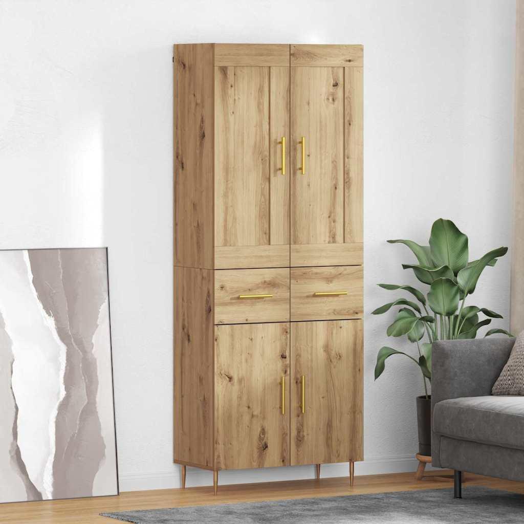 Highboard Artisan Egetræ 69,5 x 34 x 180 cm Konstrueret træ billede