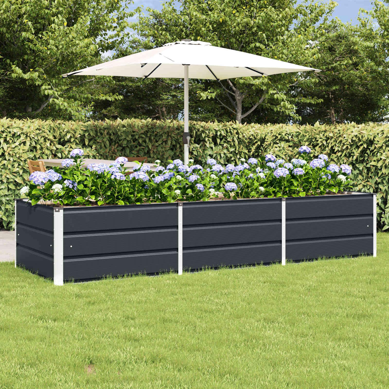 Plantekasse Antracit 240 x 80 x 45 cm Stål billede