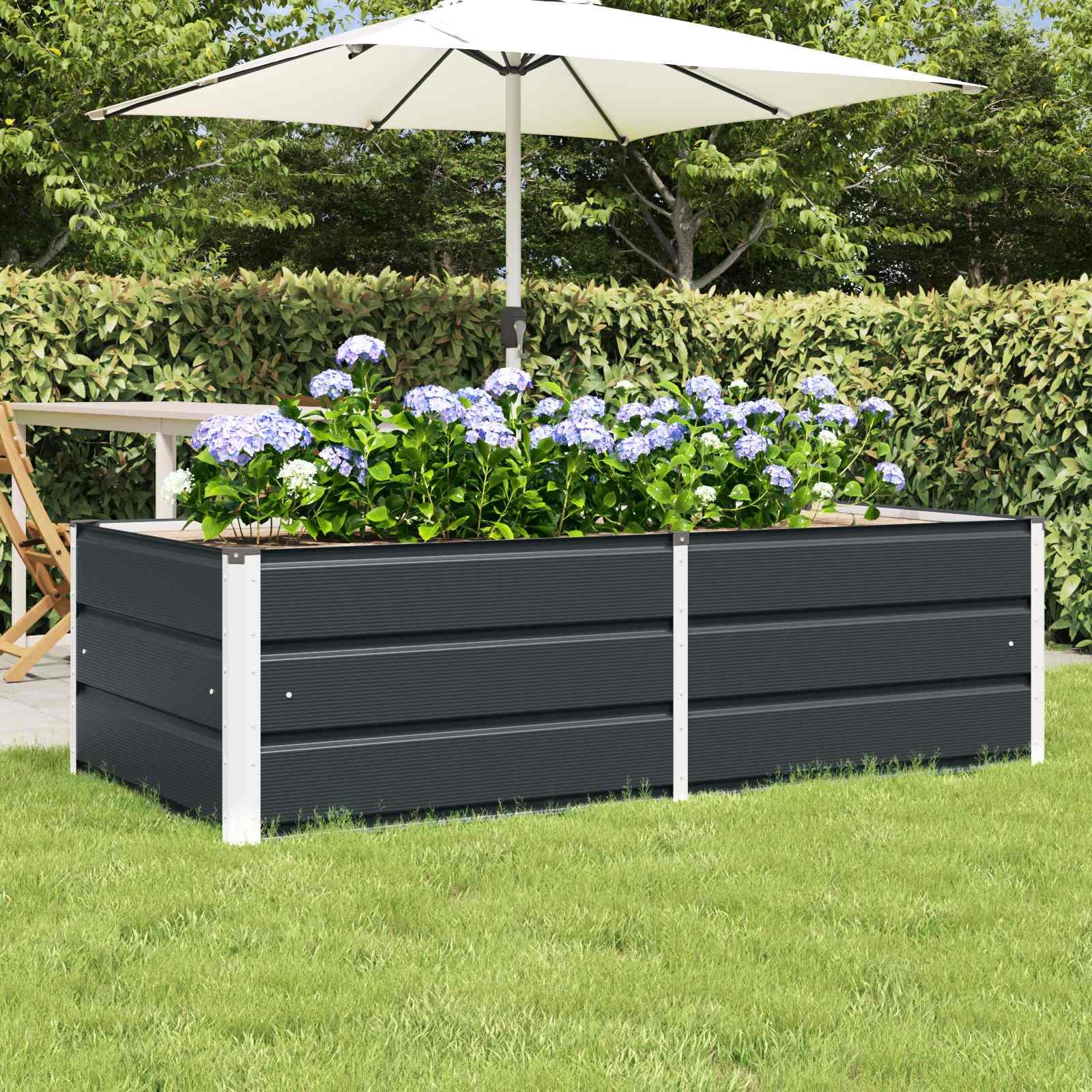 Plantekasse Antracit 160 x 80 x 45 cm Stål billede