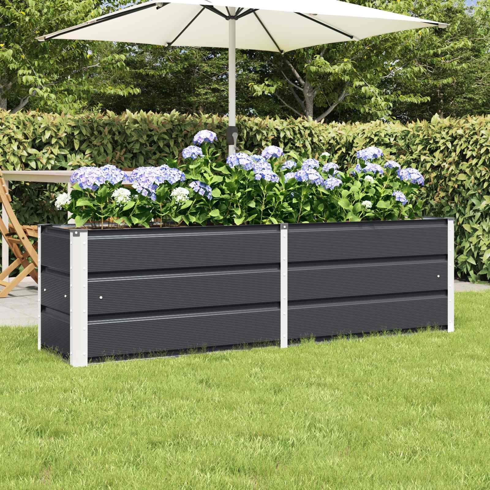 Plantekasse Antracit 160 x 40 x 45 cm Stål billede