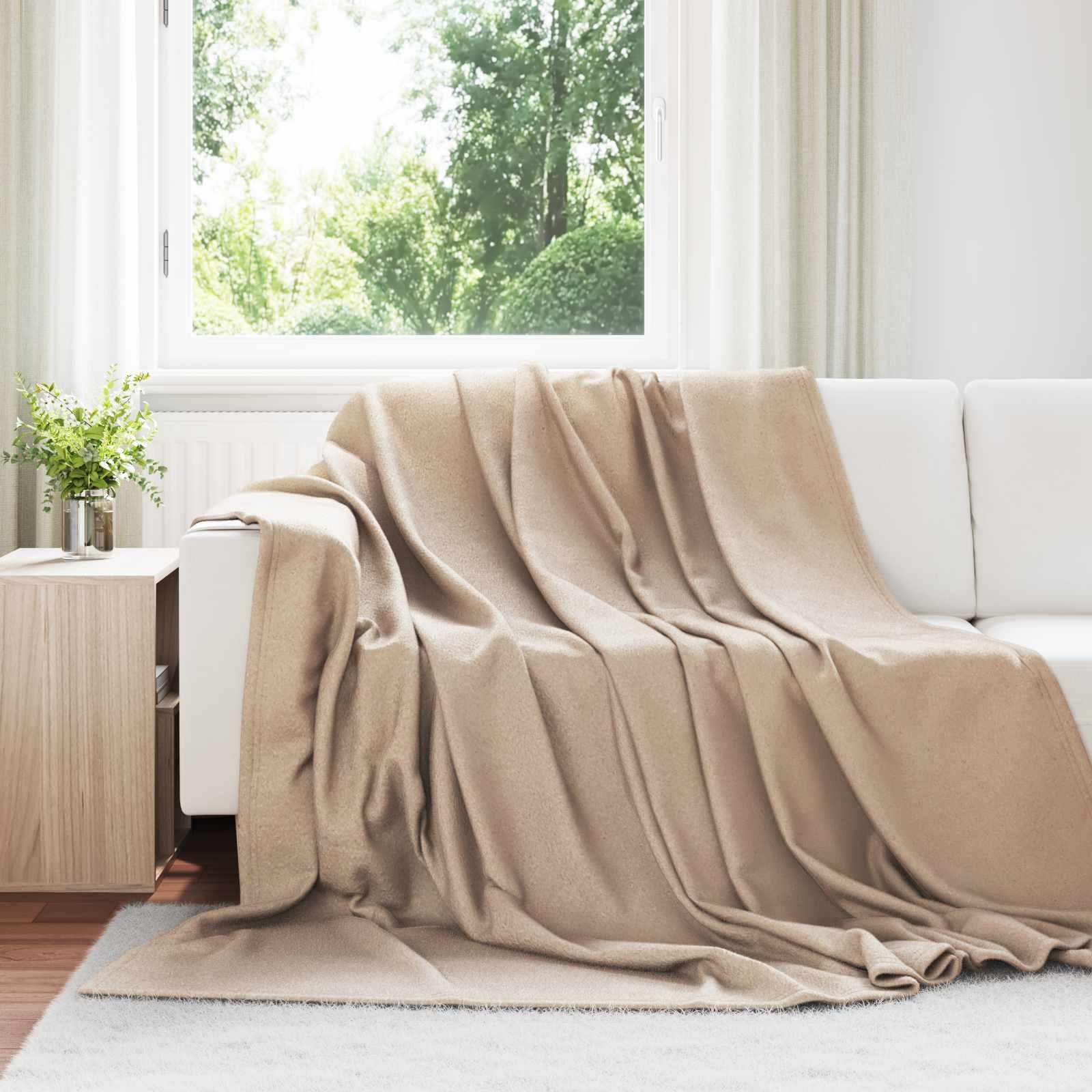 Throw tæppe Camel 270 x 240 cm Fleece billede