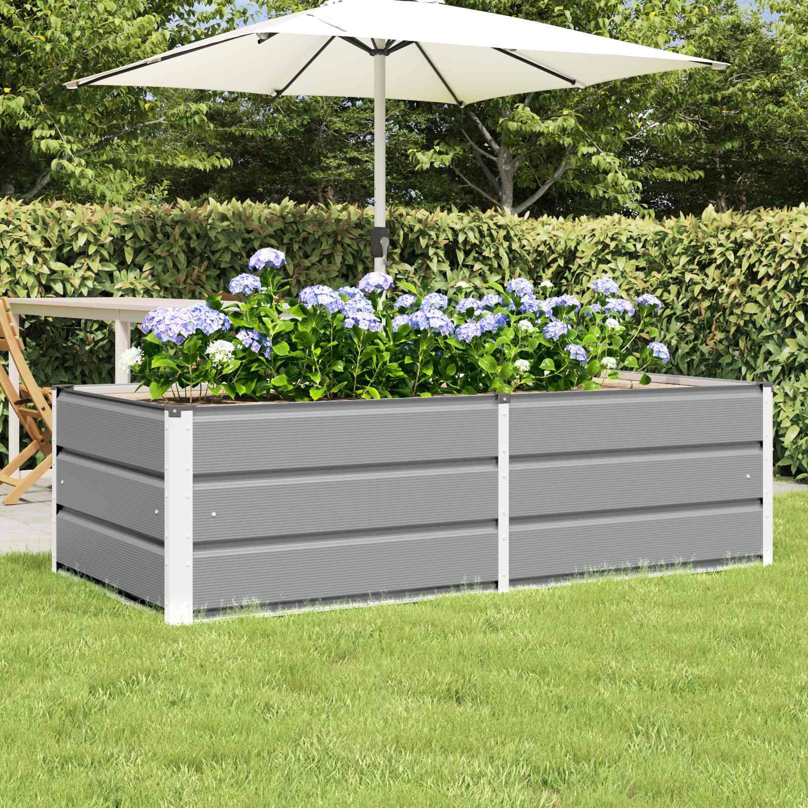 Plantekasse Lysegrå 160 x 80 x 45 cm Stål billede