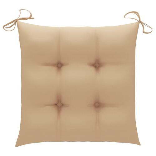 Havestole med beige hynder 8 stk. massivt teaktræ