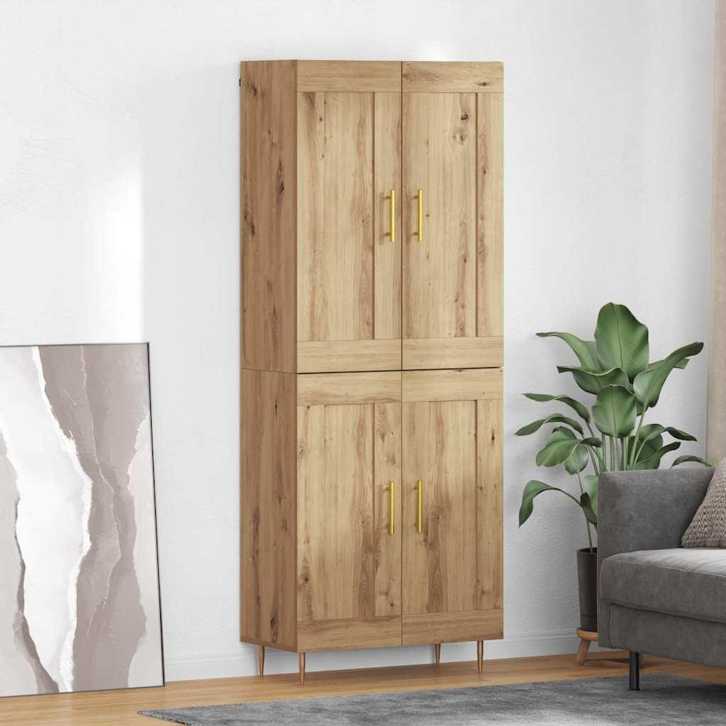 Highboard Artisan Egetræ 69,5 x 34 x 180 cm Konstrueret træ billede