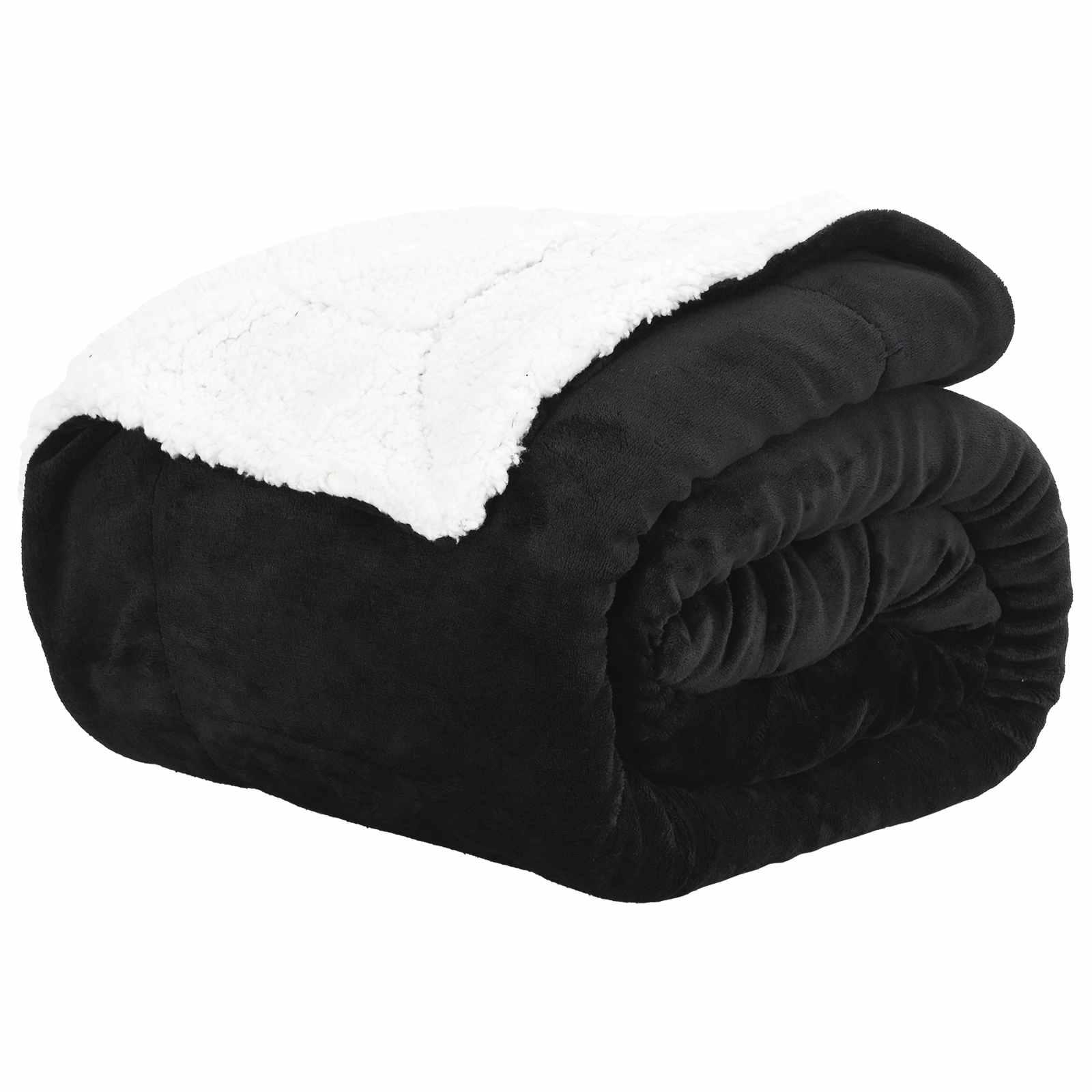 Throw tæppe Sort 220 x 240 cm Fleece billede