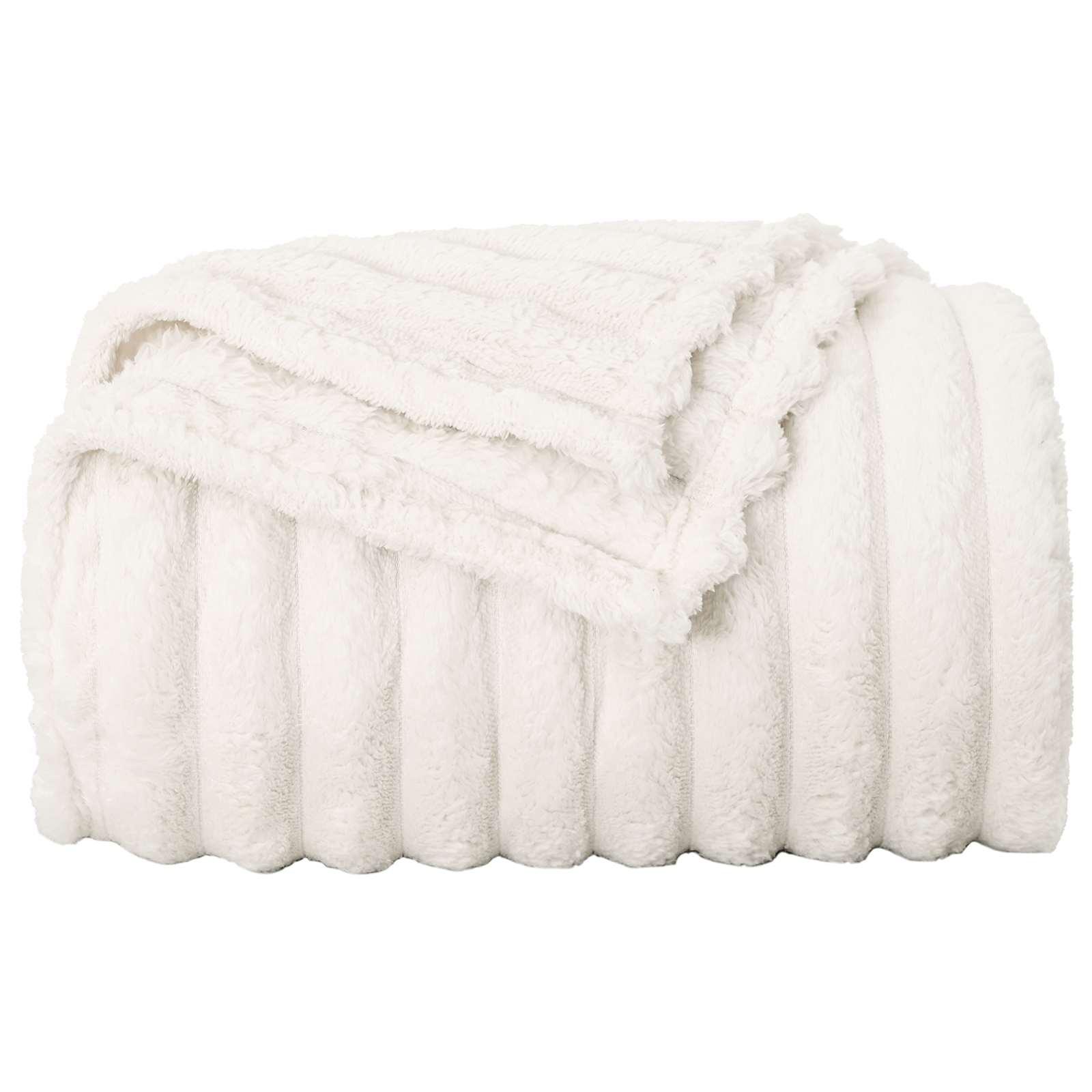 Throw tæppe Creme 150 x 130 cm Fleece billede