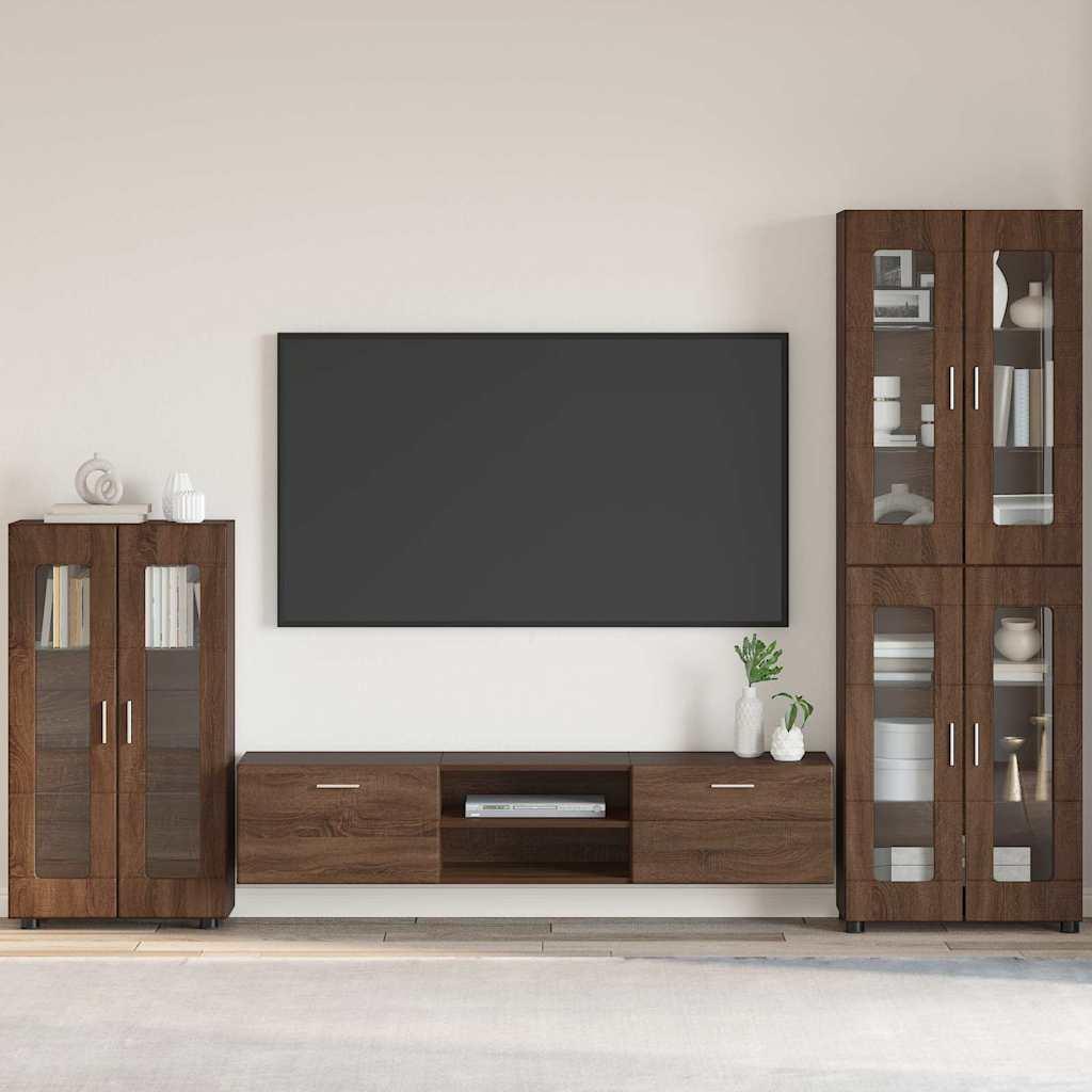 Sidebord med hylde Brun eg 55,5 x 29 x 100 cm Konstrueret træ billede