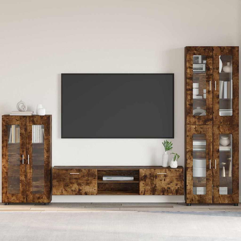 Sidebord med hylde Røget eg 55,5 x 29 x 100 cm Konstrueret træ billede