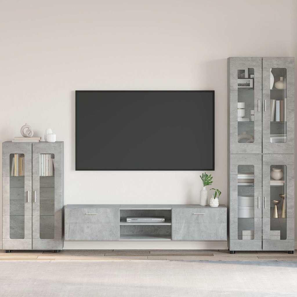 Sidebord med dør Beton Grå 55,5 x 29 x 100 cm Konstrueret træ billede