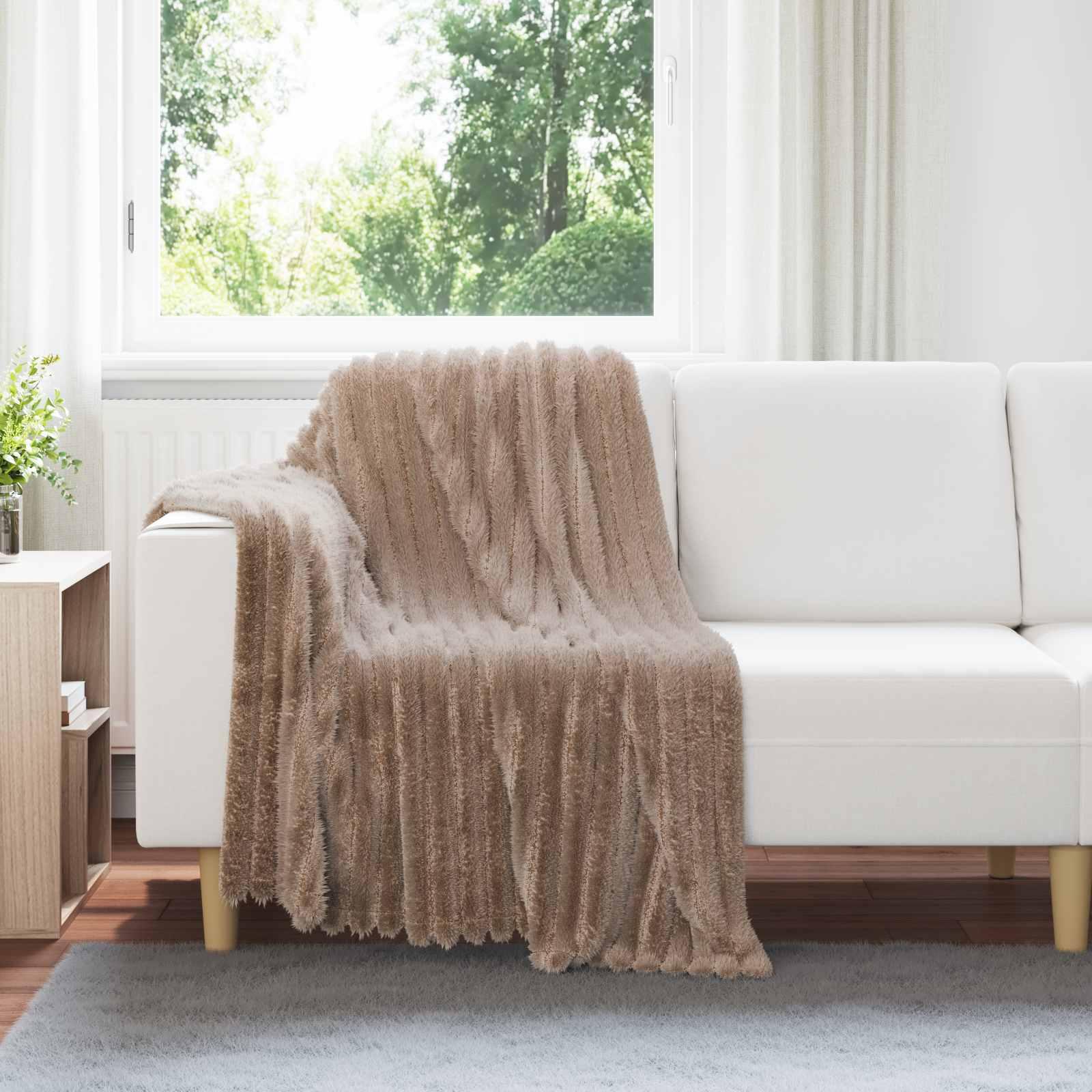 Throw tæppe Camel 150 x 130 cm Fleece billede