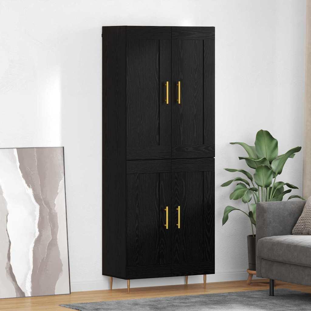 Highboard Sort eg 69,5 x 34 x 180 cm Konstrueret træ billede
