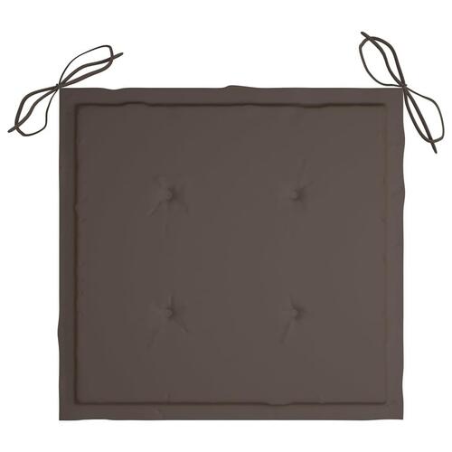 Havestole 8 stk. med gråbrune hynder massivt teaktræ