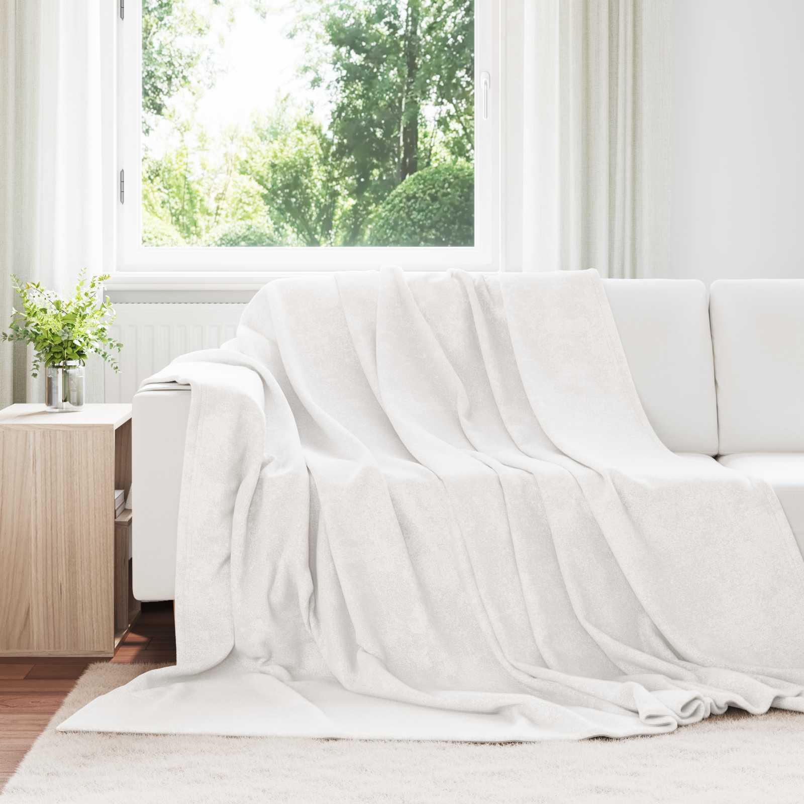 Kastetæpper 6 stk Hvid 240 x 270 cm Fleece billede