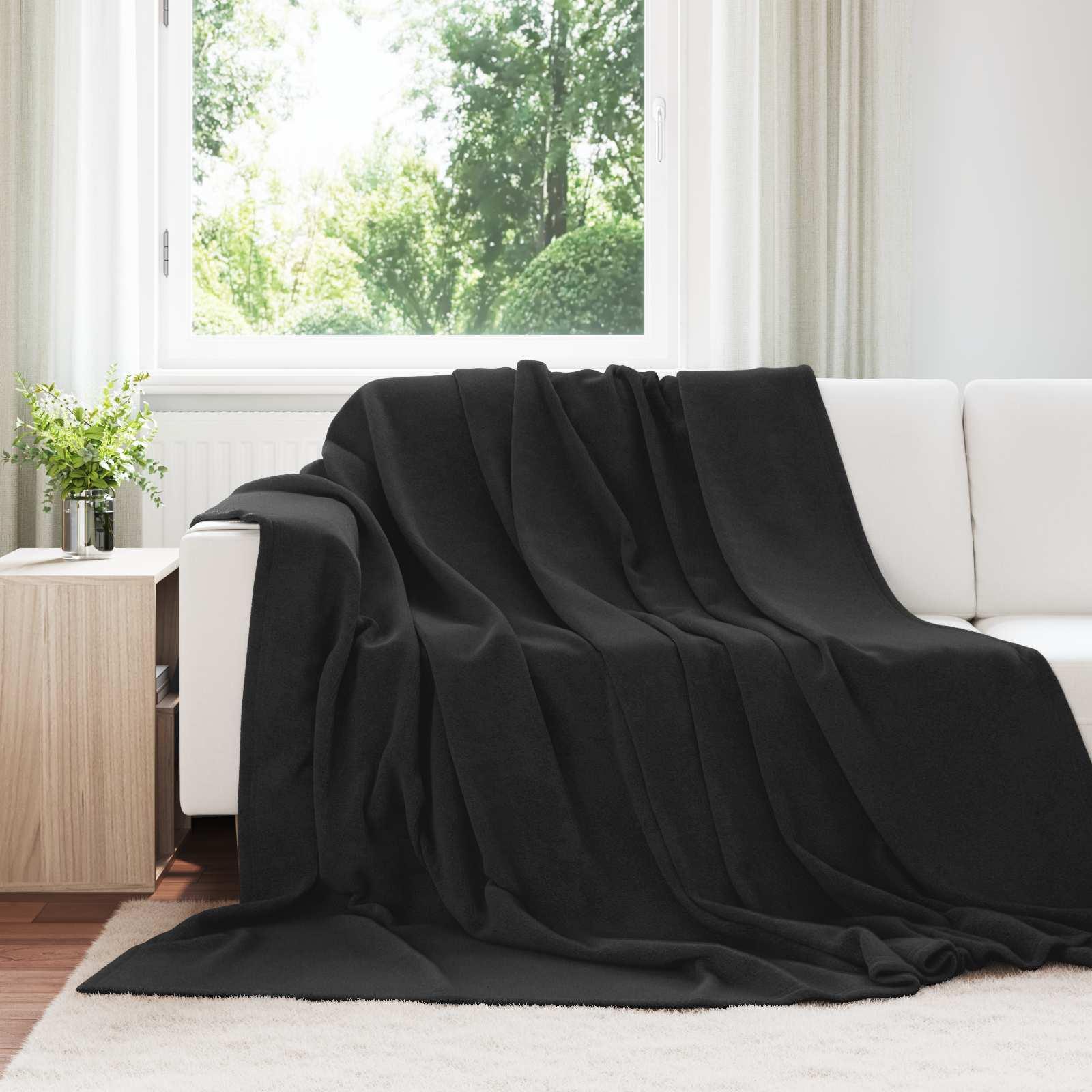 Kastetæpper 6 stk Sort 220 x 240 cm Fleece billede