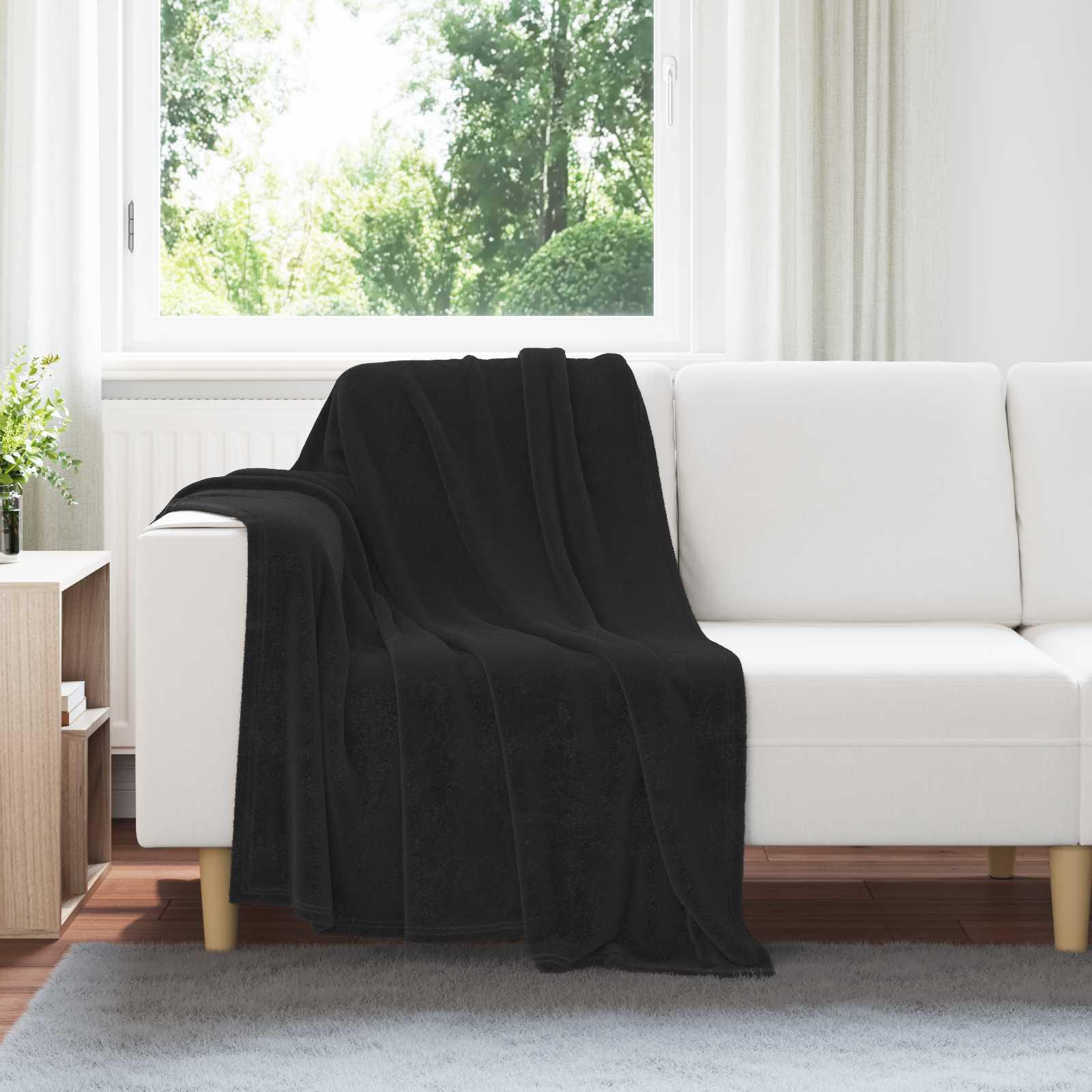 Kastetæpper 6 stk Sort 130 x 150 cm Fleece billede