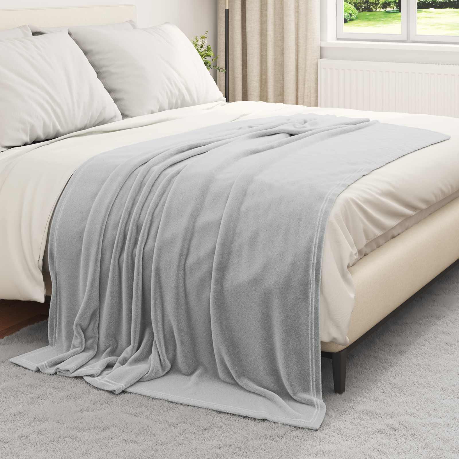 Kastetæpper 6 stk Grå 150 x 200 cm Fleece billede