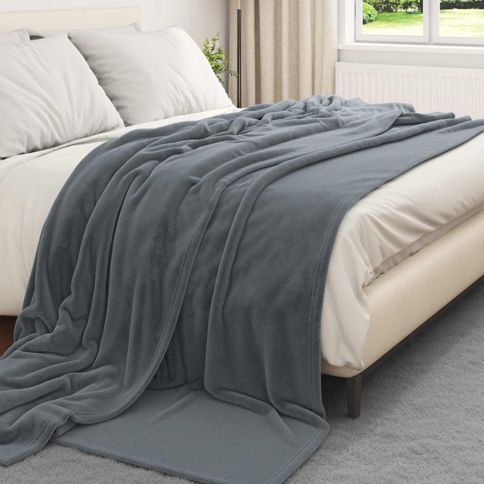 Kastetæpper 6 stk Mørkegrå 240 x 270 cm Fleece billede