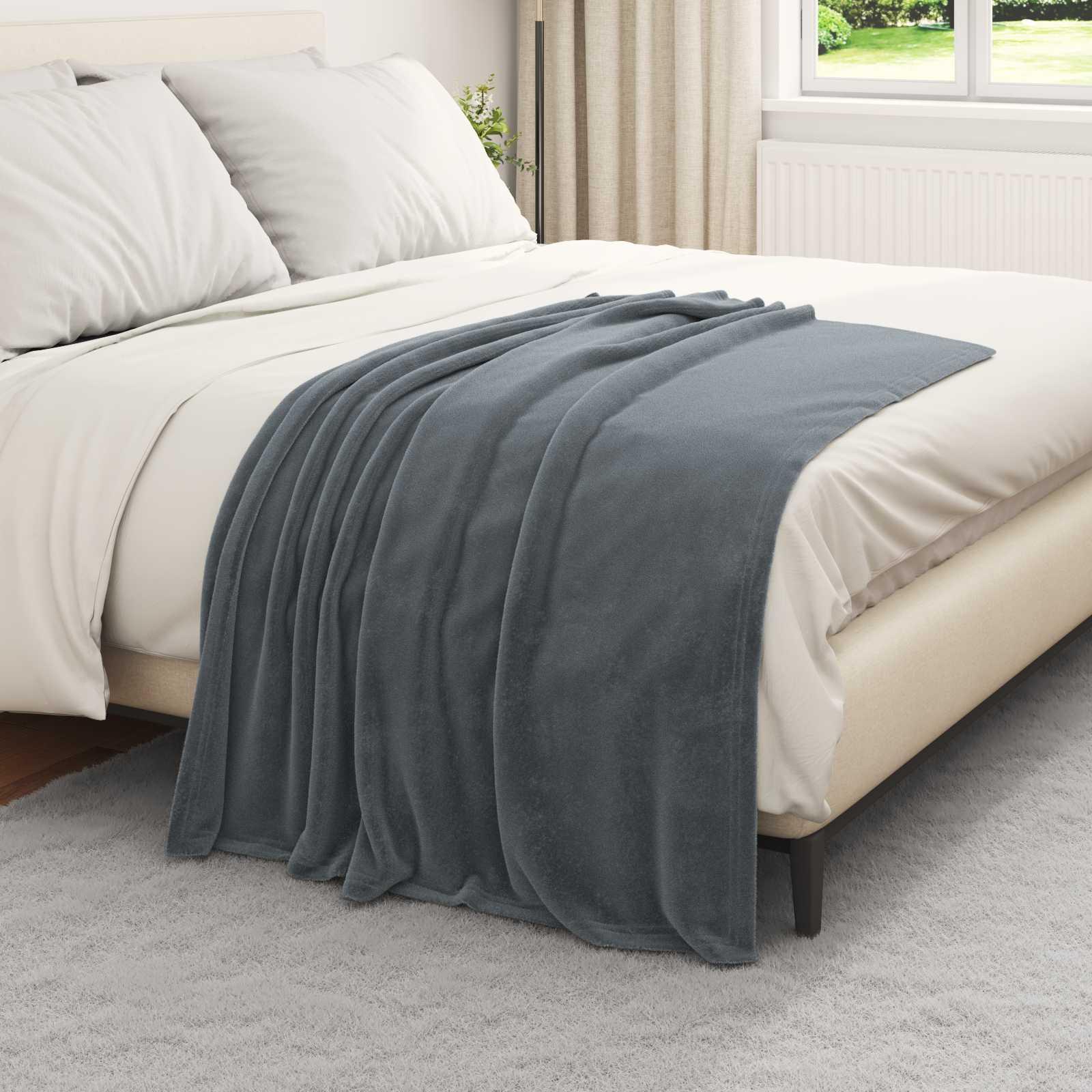 Kastetæpper 6 stk Mørkegrå 130 x 150 cm Fleece billede