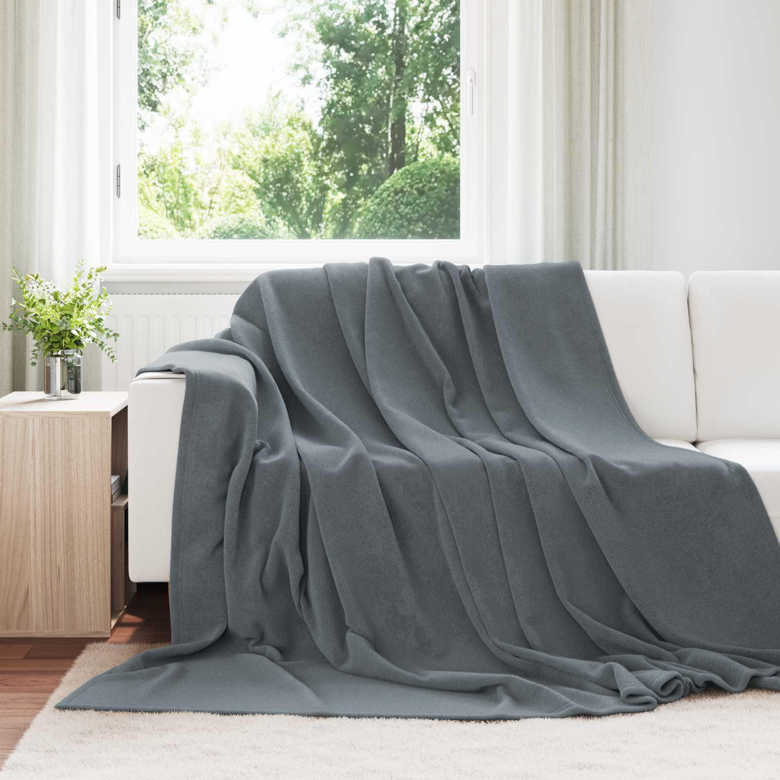 Kastetæpper 6 stk Mørkegrå 220 x 240 cm Fleece billede