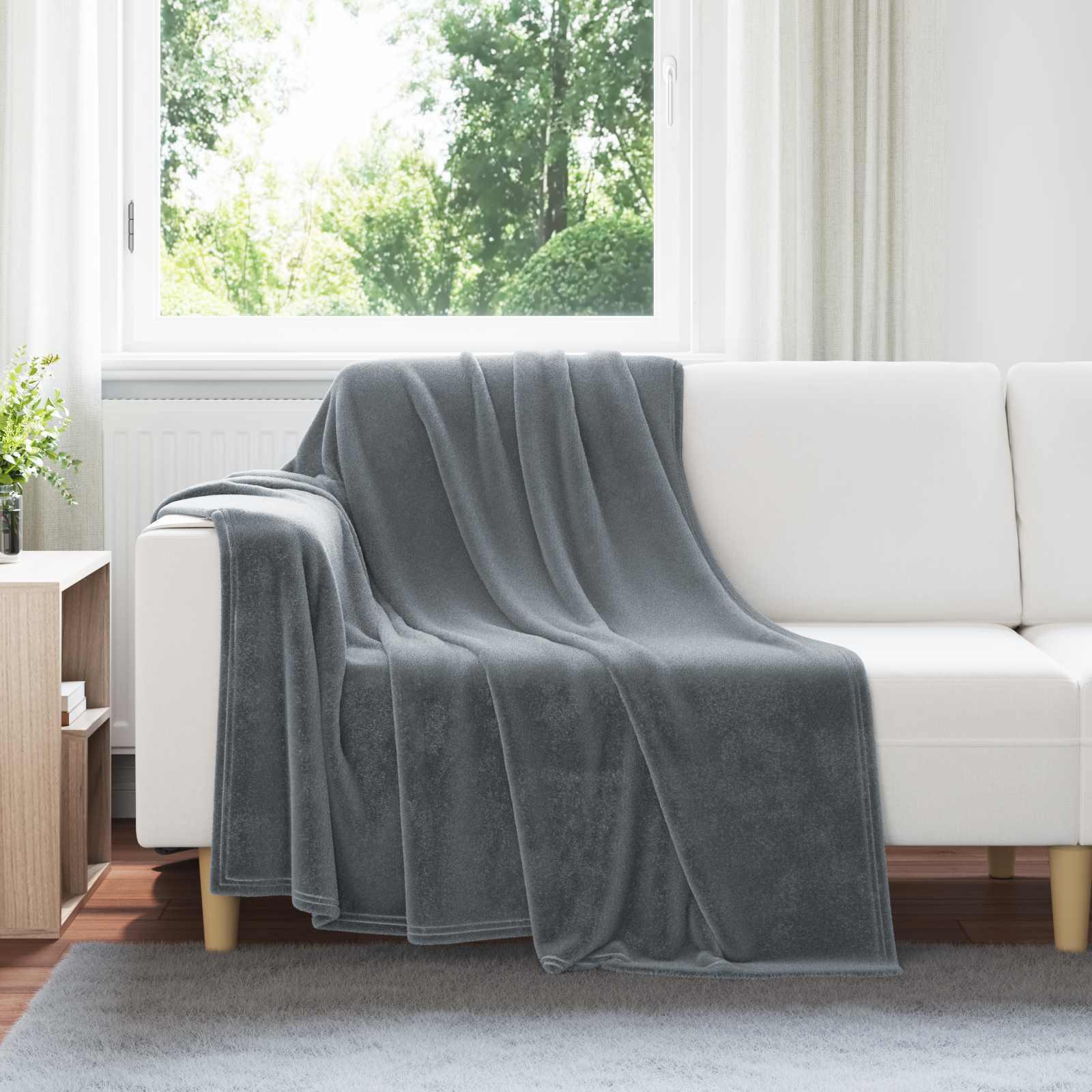 Kastetæpper 6 stk Mørkegrå 150 x 200 cm Fleece billede