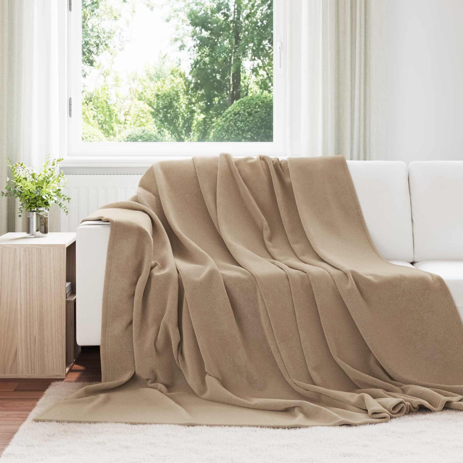 Kastetæpper 6 stk Camel 220 x 240 cm Fleece billede