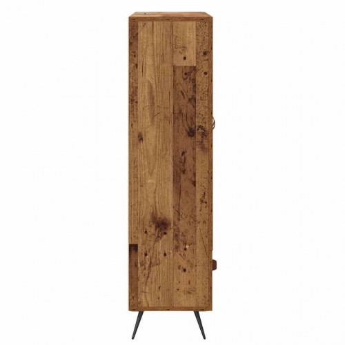 Highboard i gammelt træ med glas - 69,5 x 31 x 115 cm