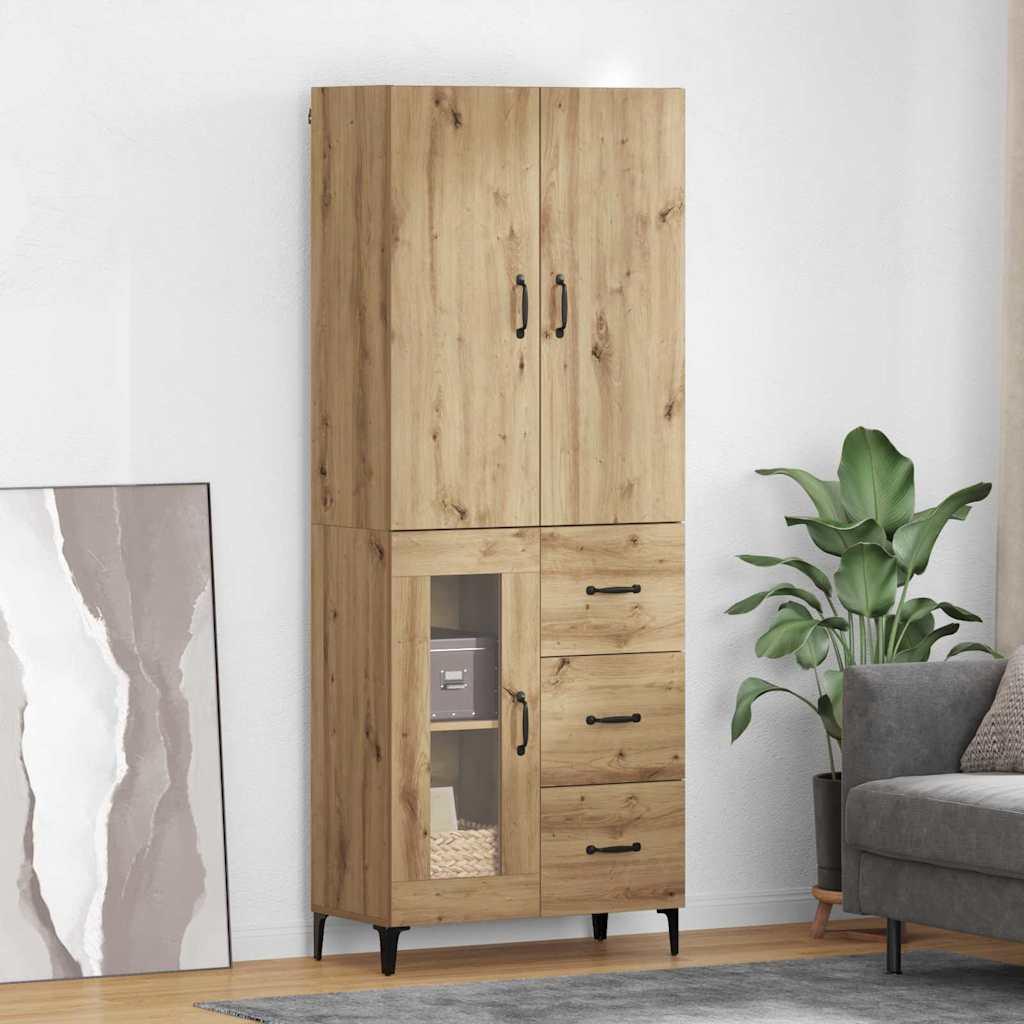 Highboard Artisan Egetræ 69,5 x 34 x 180 cm Konstrueret træ billede