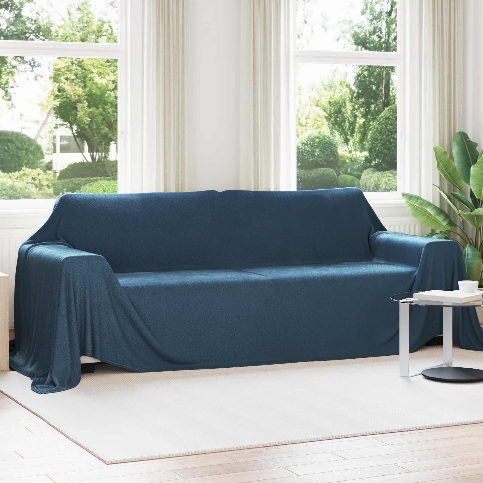 Kastetæpper 6 stk Mørkeblå 350 x 270 cm Fleece billede