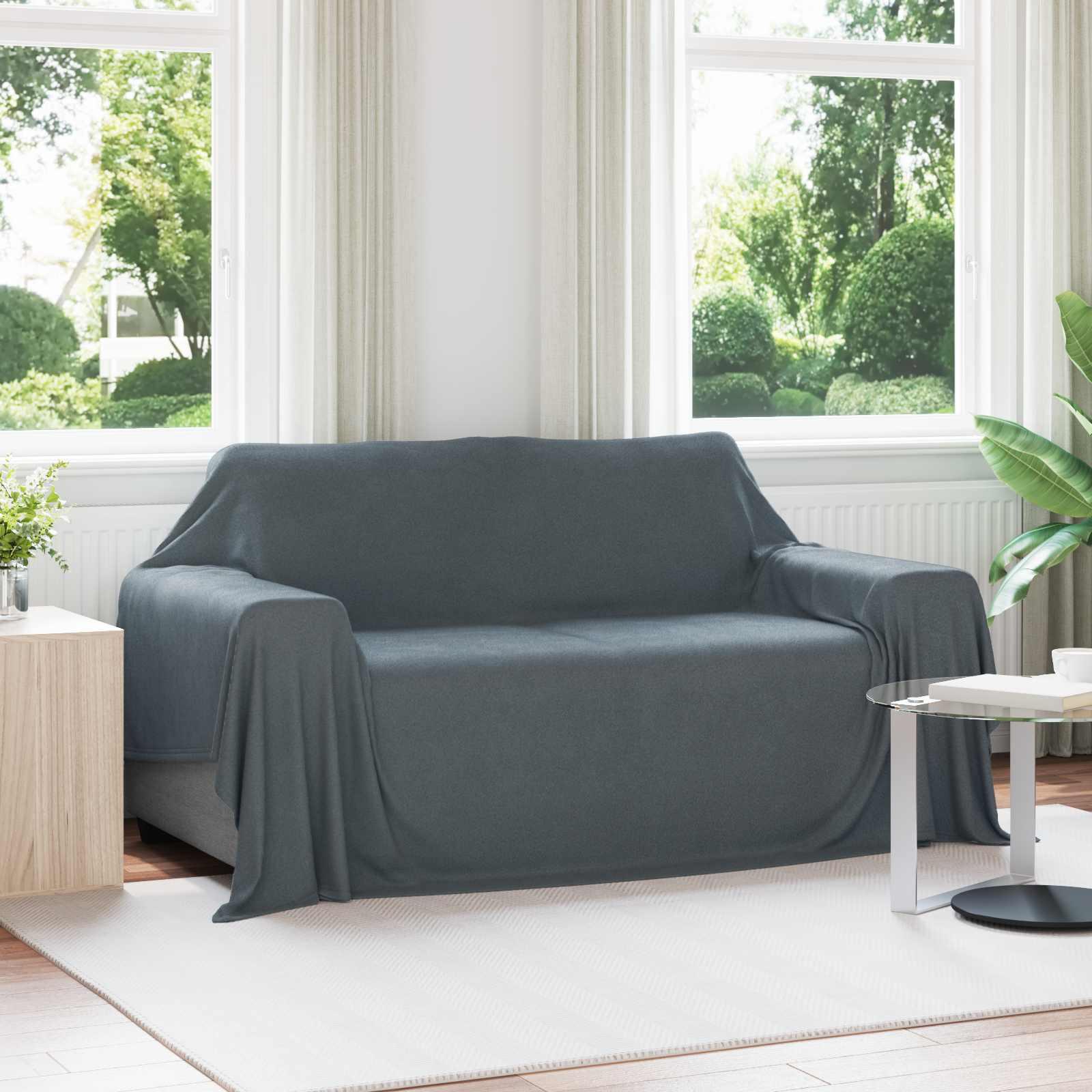 Kastetæpper 6 stk Mørkegrå 280 x 210 cm Fleece billede