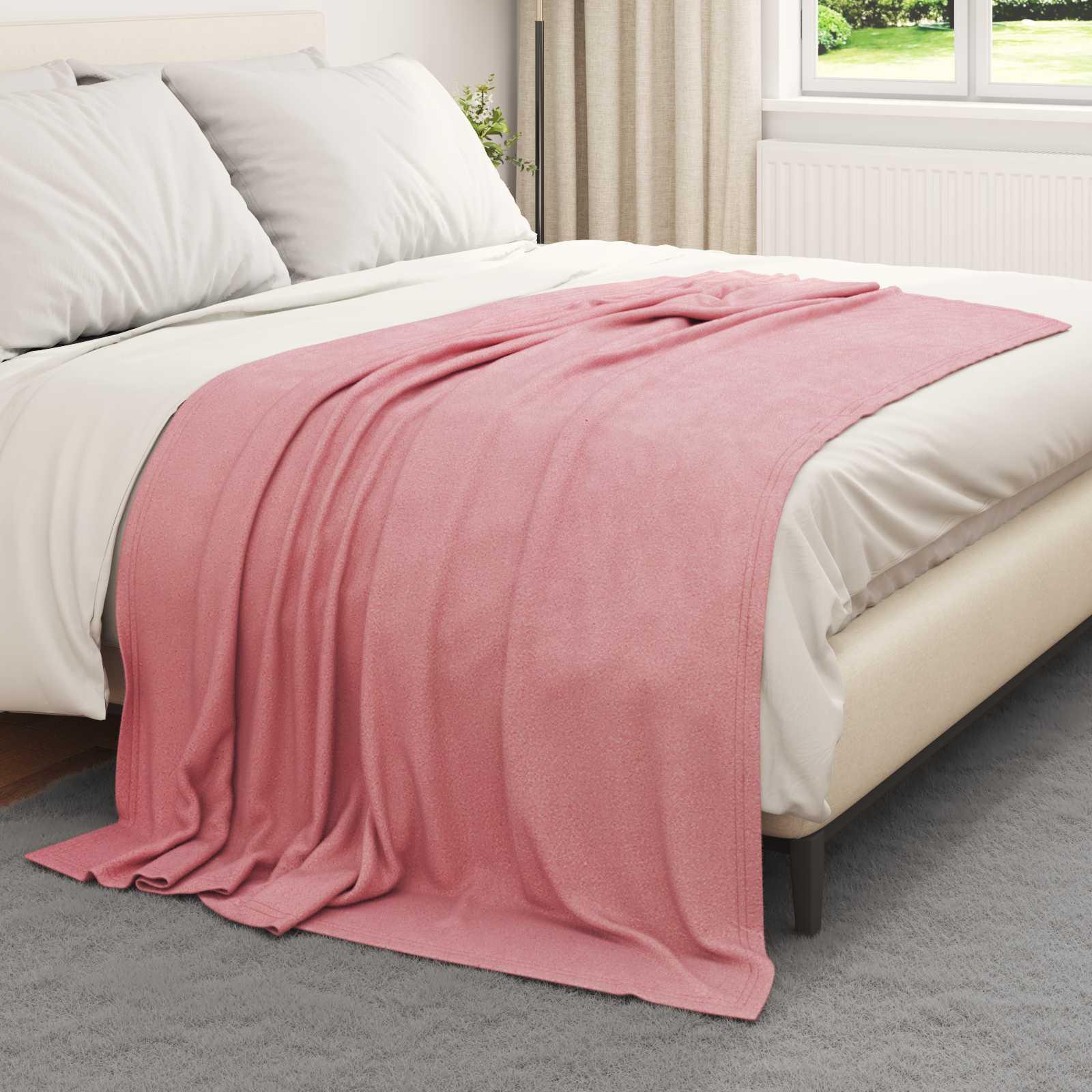 Kastetæpper 24 stk Lyserød 200 x 150 cm Fleece billede