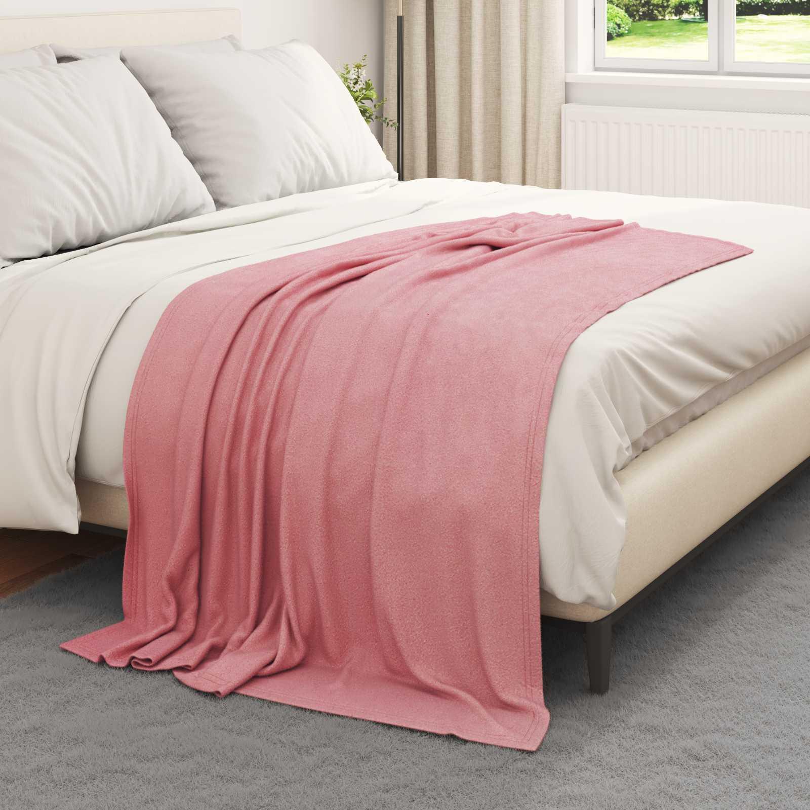 Kastetæpper 24 stk Lyserød 170 x 130 cm Fleece billede
